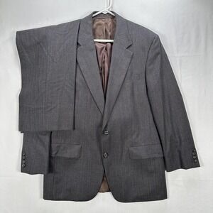 Hickey Freeman Suit Mens 40S Gray Pinstripe 2-Piece Classic Fit Pants 36W X 27L